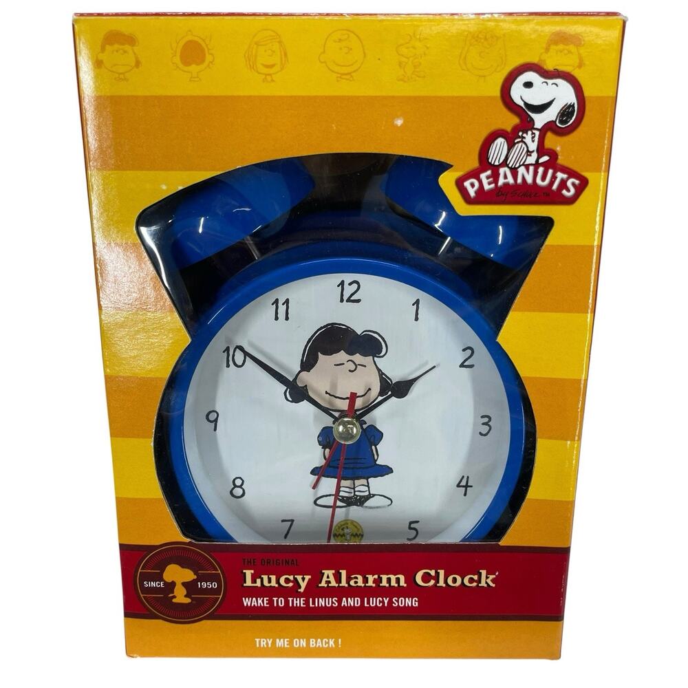 NEW Peanuts Lucy Blue Alarm Clock Linus and Lucy Song Alarm